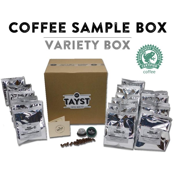 Tayst Coffee Pods | 240 ct. Sample Box | 100% Compostable Keurig K-Cup compatible | Gourmet Coffee in Earth Friendly packaging