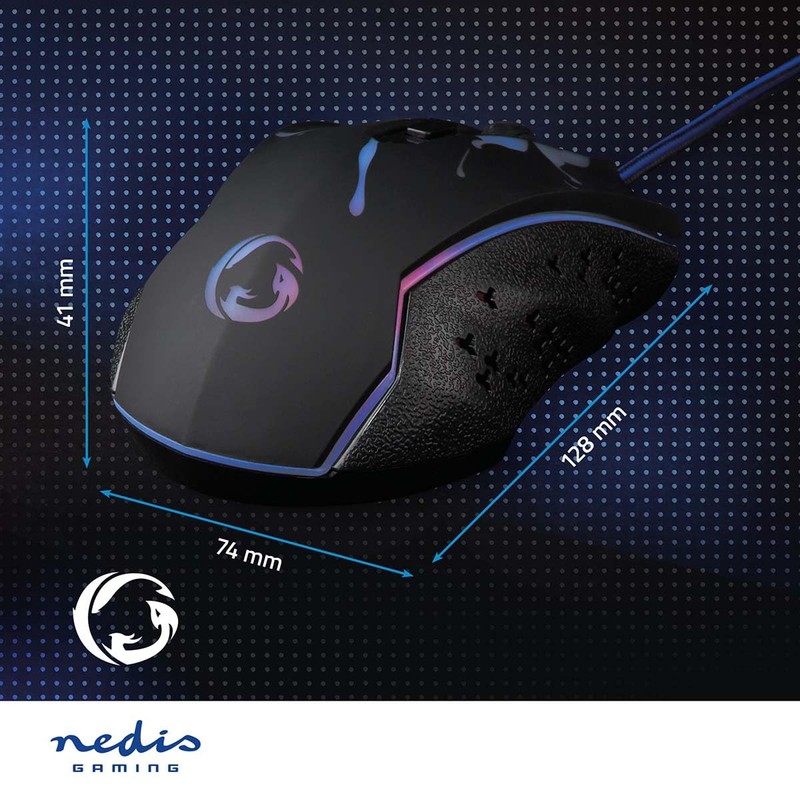 NEDIS Gaming Mouse - Wired - 1200/1800 / 2400/3600 DPI