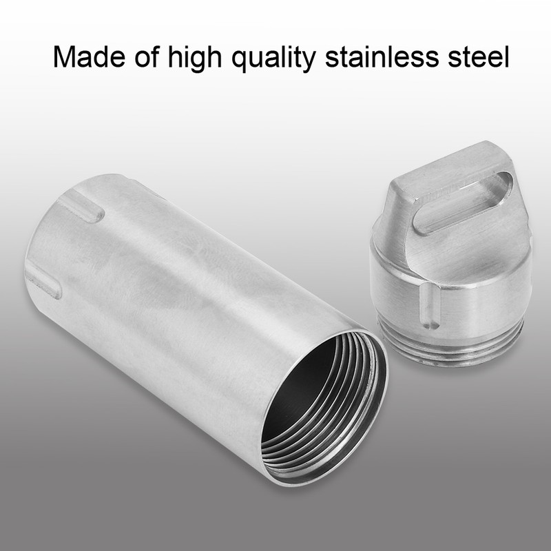 Portable Waterproof Stainless Steel Pills Case Container Bottle Keychain for