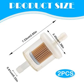 2PCS Inline Fuel Filter compatible with Briggs Stratton 691035, 40 Micron 1/4" Diesel Petrol Fuel Filter Fit 6mm 8mm Pipes