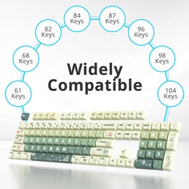 Owpkeenthy XDA PBT Keycaps 75 Percent, 133 Keys Green Custom Gaming Keycaps 5 Side Dye Sublimation for ANSI & ISO Layouts Cherry Gateron MX Switches Mechanical Keyboard (Light Green)