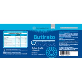 Butirato Healthaddiction Mct Calcio Magnesio 60 Cáps Sin Sabor