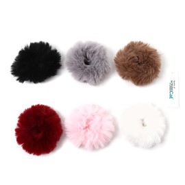 6 PCS Plush Faux Fur Rabbit Hair Ties, Fluffy Scrunchy Hair Scrunchie Bobbles Elastic Hair Bands Holder Ponytail hair band Z6FLUMIXA