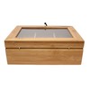 WOODEN BAMBOO RETRO BOX TEA BAG CHEST CADDY TRANSPARENT LID