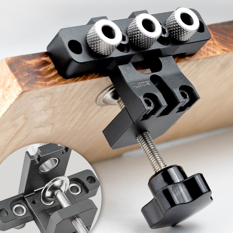 3in1 Woodworking Holes Drilling Locator Aluminum Alloy Punch Positioner Woodpiece