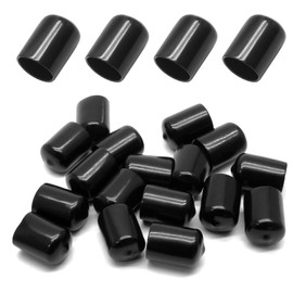 Bonsicoky 24 Pcs Round Rubber End Caps, 4/5" (20mm) ID Vinyl Flexible Screw Thread Protectors, Black Bolt End Caps for Metal Tubing Rod Bolt