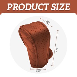 Car Gear Shift Cover - Waterproof PU Leather Shift Knob Protector, Universal Fit for Manual Automatic Vehicles, Car Interior Accessories (Brown)