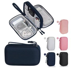 Organizador Portátil, Bolsa para Accesorios Electrónicos Accesorios de Electrónica Estuches Bolsa de Viaje Universal para Discos Duros, Cables USB, Auriculares, Móviles, Cargadores (Azul)