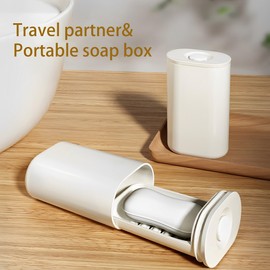 WYFCR 2 x travel soap dish with lid, mini soap box, leak-proof, waterproof, portable, travel soap holder, shower soap holder, portable outdoor accessories, sealed box, soap box travel