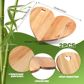 Lounsweer 2 Pcs Heart Shaped Cutting Board, 12 x 10 Inch Heart Acacia Wood Bread Board Decorative Cheese Serving Platter Tray Wooden Charcuterie Board for Meat Cheese Vegetables Valentine's Day Gifts