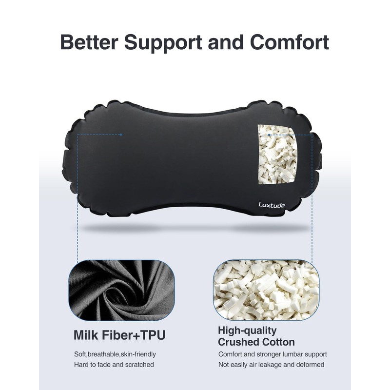Luxtude Inflatable Lumbar Pillow for Airplane Travel, Lumbar Support Pillow
