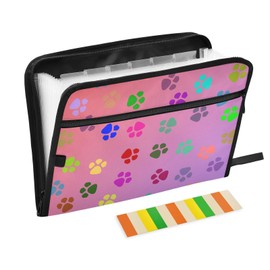 Sletend Letter A4 Paper Document Accordion Folder Dog Paw Print Colorful 13 Pocket Expanding File Folder with Zipper and Labels Accordion Lie Keeper for Letter Size/A4 Paper