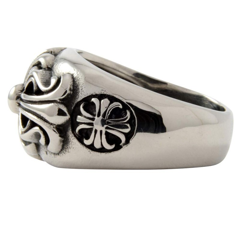 sakuto Men's Ring, Stainless Steel, Floral Cross, Cross Ring, Silver