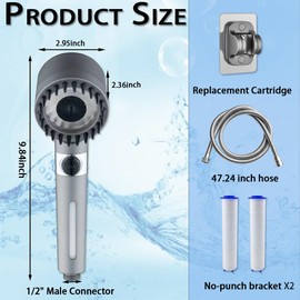 German Multifunctional Massage Shower, Handheld High Pressure Shower Head,Massage And Skin Beauty Multifunctional Shower, 3 Settings 4 in 1 Detachable Showerhead with 47” Hose, Bracket and 2Filters