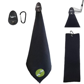TinyCharms Magnetic Golf Towel | Small Golf Towel, Magnetic Clip for Golf Towel, Top-Level Microfiber, Strong Hold to Golf Carts or Clubs | Functional and Durable & Black