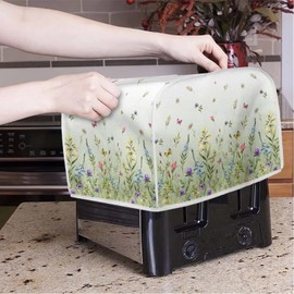 NETILGEN Toaster Cover Fits Most Standard 4 Slice Toasters, Dust and Fingerprint Proof, Green Floral