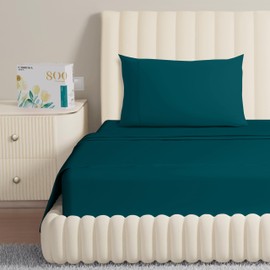 Carressa Linen 100% Egyptian Cotton Sheets Twin XL Size - 800 Thread Count 3 PC Twin XL Sheet Sets Cotton, Silky Soft College Dorm Sheets Twin XL Set, 16" Deep Pocket Luxury Cooling Sheets - Teal