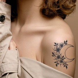 Blütenmond - Forever Never® | Temporäre Tattoos für Erwachsene - Hält bis zu 2 Wochen | vegan, wasserfest, EU-zertifiziert