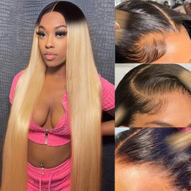 AMIRTY Honey Blonde Wig Human Hair for Women 13x6 HD Lace Front Wigs Human Hair Pre Plucked Straight Lace Front Wig Human Hair With Baby Hair 284Inch