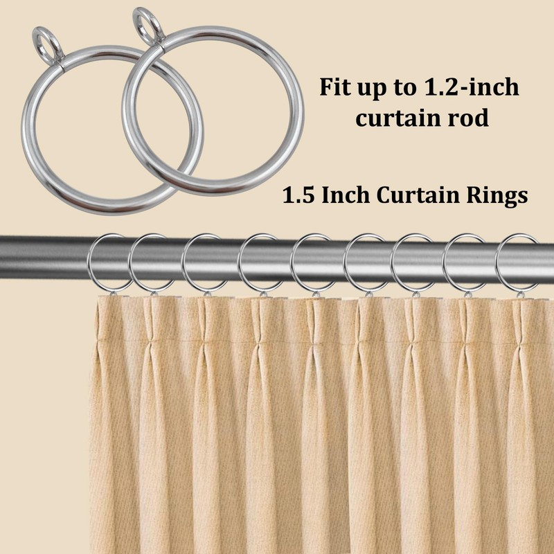 30 Packs Curtain Rings with Eyelets, Metal Drapery Clips Hooks,