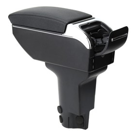 HRCHCG Compatible with Fiat 500 Adjustable Car Center Console Armrest, Dual USB Chargers Front Rear- Leather Waterproof Car Seat Arm Support, Easy Installation