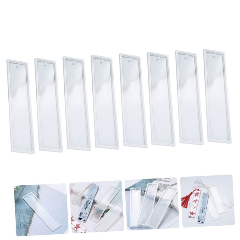 OHPHCALL 8Pcs Bookmark Mold for DIY Crafting Rectangular Epoxy Bookmark