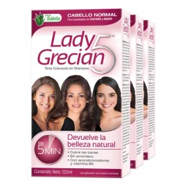 Tinte Colorante en Shampoo Lady Grecian 5 para Cabello Normal Castaño a Negro 120ml