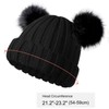 Womens Winter Double Pom Pom Beanie Hats Detachable Fur Ball