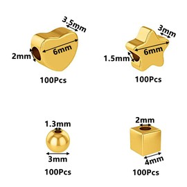 HAOBIN 400 Pieces Mixed Spacer Beads Craft Spacer Beads Handmade Craft Beads Loose Beads Heart Beads Mixed Spacer Beads Craft Supplies for DIY Jewellery Making