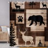 Rustic Cabin Shower Curtain for Bathroom, Bear Deer Forest Wildlife