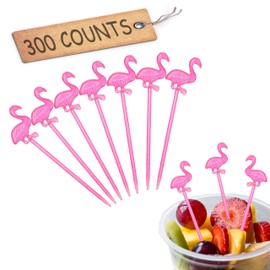 Comicfs 300 Pcs Plastic Flamingo Toothpicks Picks for Appetizers, 3.5'' Fruit Fork Cocktail Sticks Disposable, Cocktail Sticks and Cocktail Picks for Drinks, Pink Flamingo Picks -33