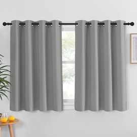 NICETOWN Blackout Short Curtain 45 inches Long - Thermal Insulated Solid Grommet Sound & Light Reducing Room Darkening Drape for Kitchen/Bedroom (Silver Grey, 1 Panel, W52 x L45)