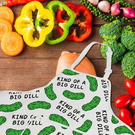 CENWA Pickle Pun Gift I'm Kind of A Big Dill Funny Foodie Pickle Cook Adjustable Apron for Pickle Lover (Big Dill apron), 72*68cm, White
