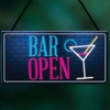 RED OCEAN Bar Open Sign NEON EFFECT Home Bar Man