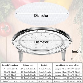 Round Steamer Rack 1pcs with Silicone Liners, Stainless Steel Food Basket with Removable Stand for Cooking, Instant Pot Basket for Vegetables Dumplings fish and Seafood(Round-9.5inch/24cm)