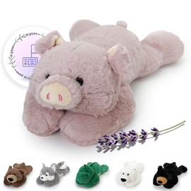 OSOCU® - Peluche con peso para microondas, almohadilla térmica de cerdo rosa con lavanda y turmalina, juguete calmante, para calambres menstruales, dolores musculares, tensión de los hombros, felpa