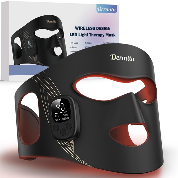 Dermita Red Light Therapy for Face Wireless with 400 Leds,