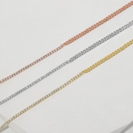 Meissa Silver Ankle Bracelet for Women, Gold Plated Tennis Layer Chain Anklet, Adjustable Cubic Zirconia Tennis Cuban Chain Anklet for Her, Silver