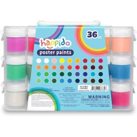 Happido Poster Paints 36 Classic Colors Non-Toxic Brightly Colored 15 ml Paint