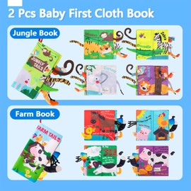 beiens beiens Babybuch Baby Stoffbuch - 2 Stück Fühlbuch Spielzeug ab 6 Monate, Bilderbuch Fühlbuch Knisterbuch ab 0 3 6 Monate, Neugeborene Quiet Book Geschenk für Jungen Mädchen