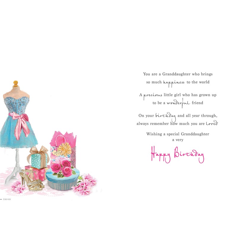 Regal Publishing Granddaughter Birthday Card 9" x 6"