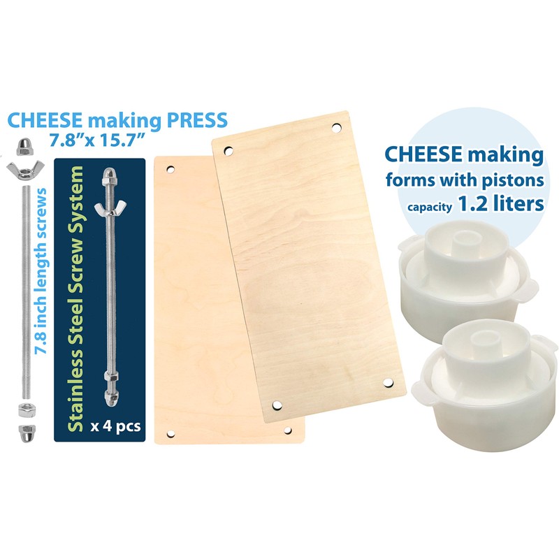 Wooden Cheese Press for Cheese Making Supplies 16in Metal Guides