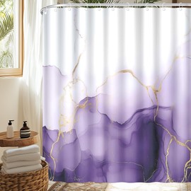 VentuCoven Marble Shower Curtain Purple Marble Shower Curtain for Room Decor Modern Shower Curtain for Bathroom Decor with Hooks 72x72 in