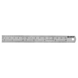 Groz 6-inch Steel Rule | Stainless Steel | Imperial & Metric Graduations (01330)
