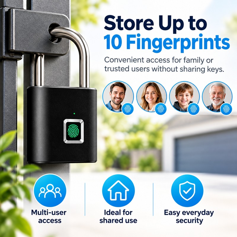 Fingerprint Padlock for Keyless Access – Rechargeable Zinc Alloy Lock