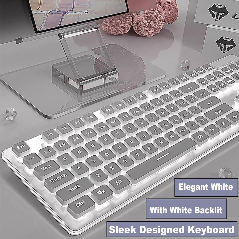 Wireless Keyboard and Mouse Combo, Rechargeable Metal Full Size Mute