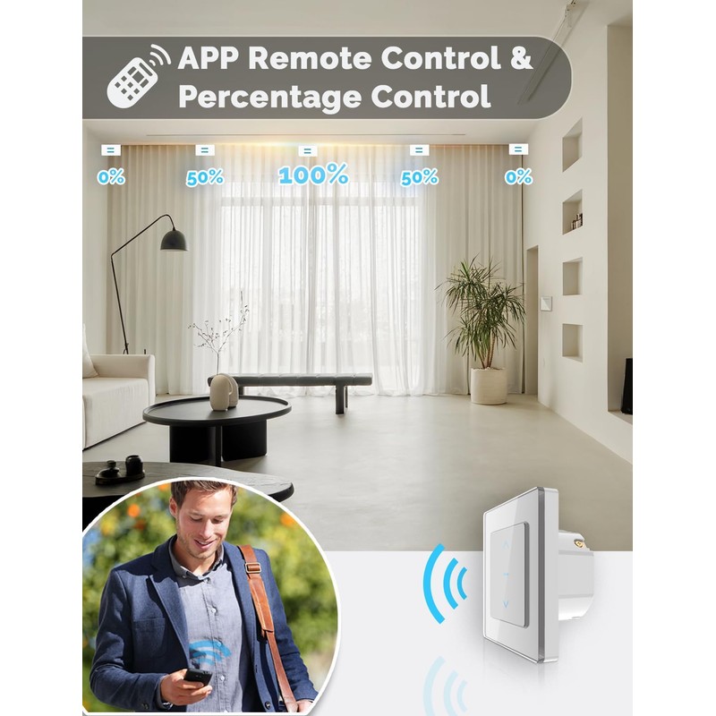 MOES WiFi Smart Shutter Switch, Percentage Shutter Control, Touch Alexa