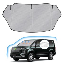 J-PREMIS Mitsubishi Delica D:5 Windshield Sun Shade DELICA D:5 Car Sun Shade with Triangle Window UV Protection Blackout Shade Sunshade Steering Wheel Sun Shade Light Blocking, Heat Protection,