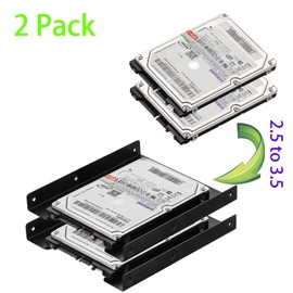 Ruaeoda SSD Mounting Bracket 2.5 to 3.5 Adapter 2 Pack,SSD Bracket SSD Tray Adapter 2.5" to 3.5" HDD SSD Hard Disk Drive Bays Holder Metal Mounting Bracket Adapter for PC SSD