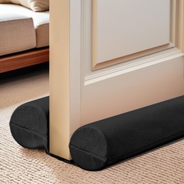MI CASA Under Door Draught Excluder, 90cm Double Side Draught Excluder for Bottom of Doors Under Door Seal Reduce Noise Draft Excluder Cushion, Black